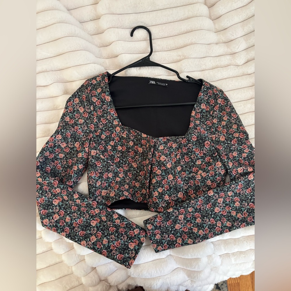 Zara long sleeve rose bustier top